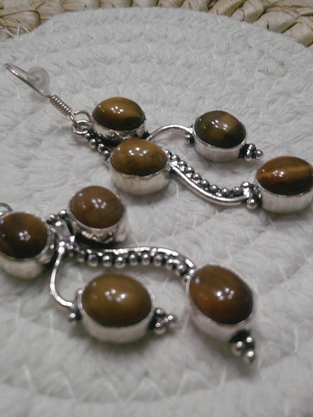 Gorgeous TIGERS EYE Handmade Sterling 925 Dangle Earrings #231F